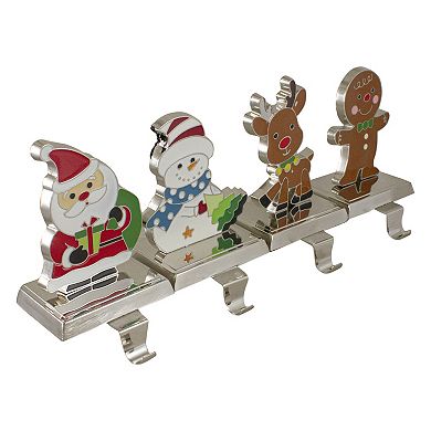 Set of 4 Christmas Figures Stocking Holders with Silver Base