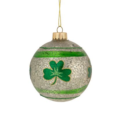 3" Mercury Glass Green Shamrock Irish Christmas Ornament