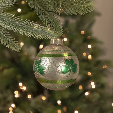3" Mercury Glass Green Shamrock Irish Christmas Ornament