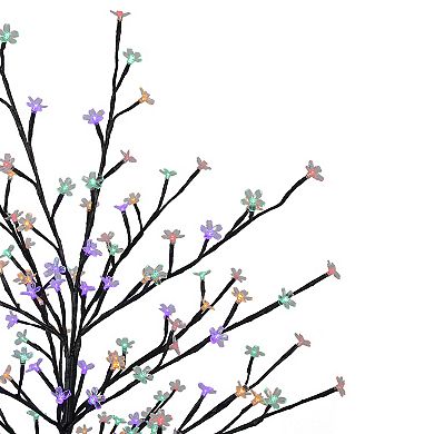 6' Pre-Lit Cherry Blossom Flower Artificial Tree - Multicolor LED Lights