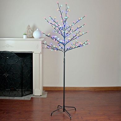 6' Pre-Lit Cherry Blossom Flower Artificial Tree - Multicolor LED Lights