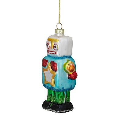 4.75" Multi-Colored Glass Robot Christmas Ornament