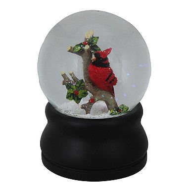 5.75" Red Cardinal on Branch Musical Christmas Snow Globe