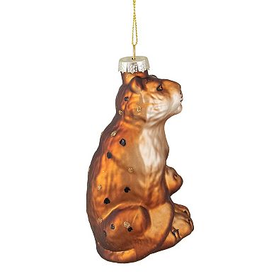 4" Orange and Black Glass Lion Christmas Ornament