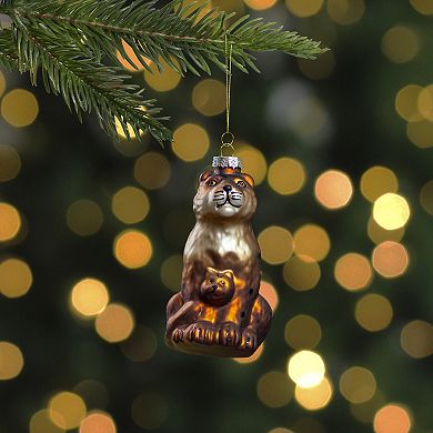 4" Orange and Black Glass Lion Christmas Ornament