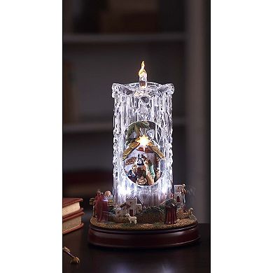 Set of 2 Clear and Multicolor Nativity Set Diamond Cut Candles