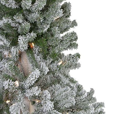 7' Pre-Lit Pencil Flocked Alpine Artificial Christmas Tree - Clear Lights