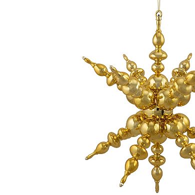 24" Shiny Gold 3D Sunburst Snowflake Commercial Christmas Ornament