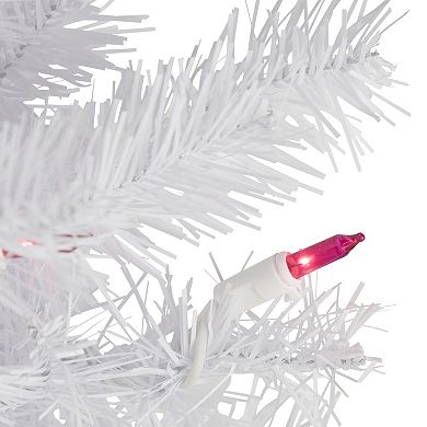 Pre-Lit Geneva White Spruce Artificial Christmas Wreath 24-Inch Pink Lights