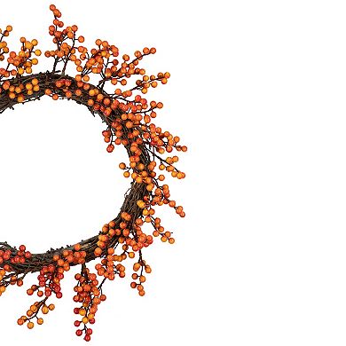 Red and Orange Artificial Berry Artificial Thanksgiving Wreath 18-Inch Unlit