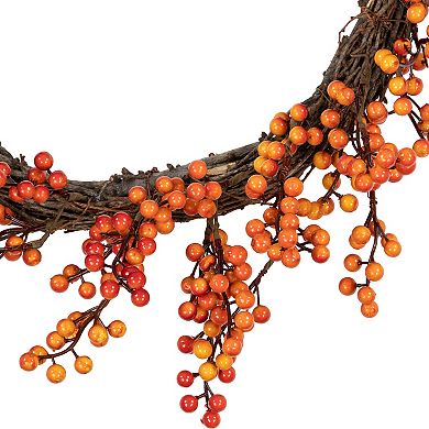 Red and Orange Artificial Berry Artificial Thanksgiving Wreath 18-Inch Unlit