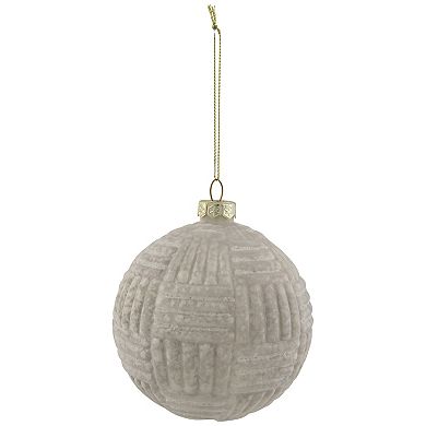 4" Cloudy White Geometric Glass Ball Christmas Ornament