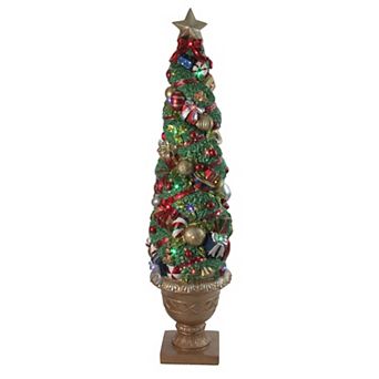 5' Prelit Fiber Optic LED Topiary Outdoor Artificial Christmas Tree