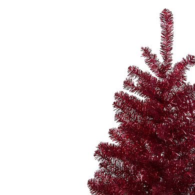 3' Metallic Red Tinsel Artificial Christmas Tree - Unlit