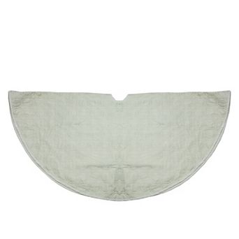 48" White Quilted Christmas Hexagon Tree Skirt with Velvety Trim