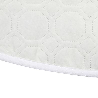48" White Quilted Christmas Hexagon Tree Skirt with Velvety Trim