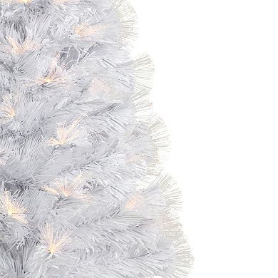 3' Pre-Lit White Fiber Optic Artificial Christmas Tree Warm White Lights