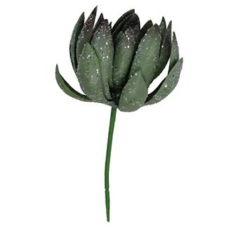 8" Green Glittered Echeveria Artificial Christmas Spray