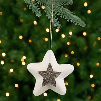 3.75" White and Silver Star Hanging Christmas Ornament