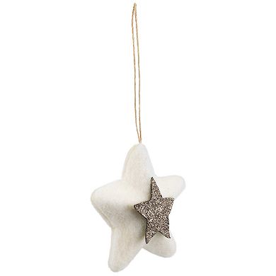 3.75" White and Silver Star Hanging Christmas Ornament