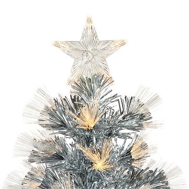 3' Pre-Lit Silver Fiber Optic Artificial Christmas Tree Warm White Lights