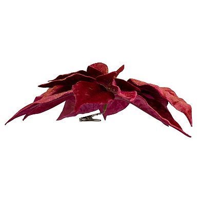 9" Red and Gold Artificial Poinsettia Clip-On Christmas Ornament