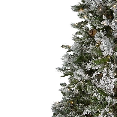7.5' Pre-Lit Flocked Rosemary Emerald Angel Pine Artificial Christmas Tree - Clear LED Lights