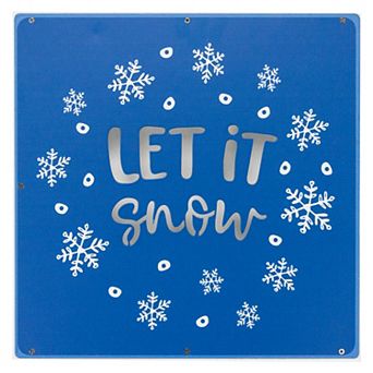 12" Square 'Let it Snow' Woodblock Christmas Sign