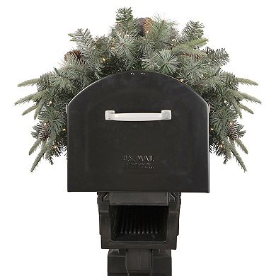 36" Pre-lit Pine Cone and Artificial Mixed Pine Christmas Mailbox Swag