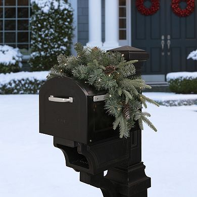 36" Pre-lit Pine Cone and Artificial Mixed Pine Christmas Mailbox Swag