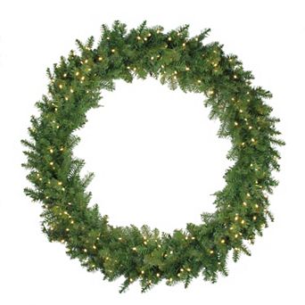 Pre-Lit Northern Pine LED Artificial Christmas Wreath - 48-Inch Warm White Lights