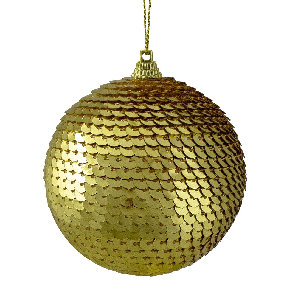 Gold Sequin Ball Ornament main image 1