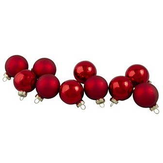 10 ct Red 2-Finish Glass Christmas Ball Ornaments 1.75" (45mm)