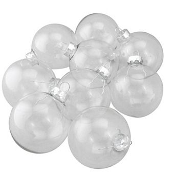 9 ct Shiny Clear Glass Christmas Ball Ornaments 2.5" (65mm)