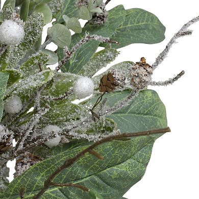 25" Artificial Mixed Foliage and Berries Christmas Wreath Unlit