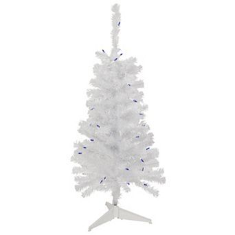 3' Pre-Lit Woodbury White Pine Slim Artificial Christmas Tree Blue Lights