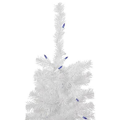 3' Pre-Lit Woodbury White Pine Slim Artificial Christmas Tree Blue Lights