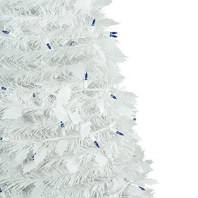 4' Pre-Lit White Tinsel Pop-Up Artificial Christmas Tree Blue Lights