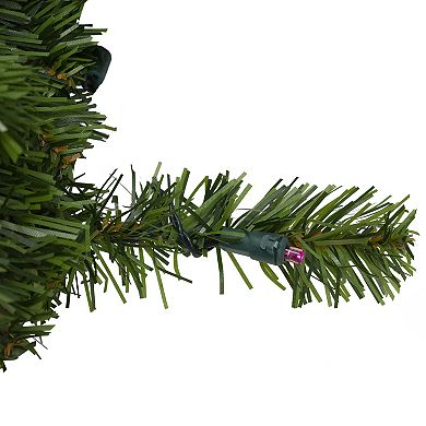 Pre-Lit LED Canadian Pine Artificial Christmas Wreath with Timer - 24-Inch Multi Lights