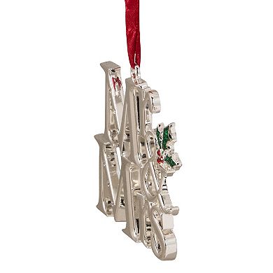 3.75" Silver-Plated "Mr and Mrs" Christmas Ornament with European Crystals