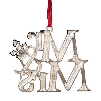 3.75" Silver-Plated "Mr and Mrs" Christmas Ornament with European Crystals