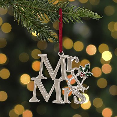 3.75" Silver-Plated "Mr and Mrs" Christmas Ornament with European Crystals