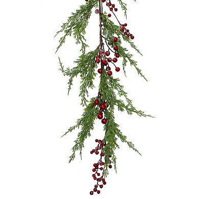 5' x 10" Frosted Red Berry Artificial Christmas Garland Unlit