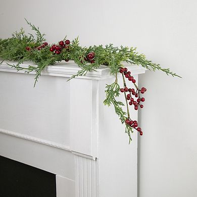5' x 10" Frosted Red Berry Artificial Christmas Garland Unlit