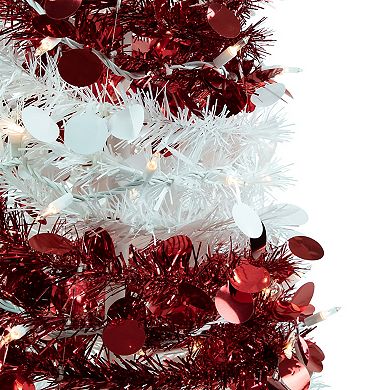 6' Pre-Lit Candy Cane Pop-Up Artificial Christmas Tree Clear Lights