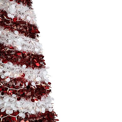 6' Pre-Lit Candy Cane Pop-Up Artificial Christmas Tree  Clear Lights