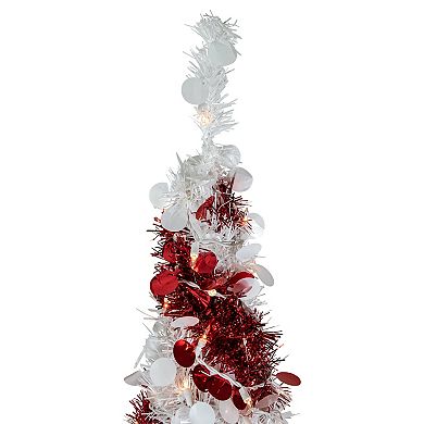 6' Pre-Lit Candy Cane Pop-Up Artificial Christmas Tree Clear Lights
