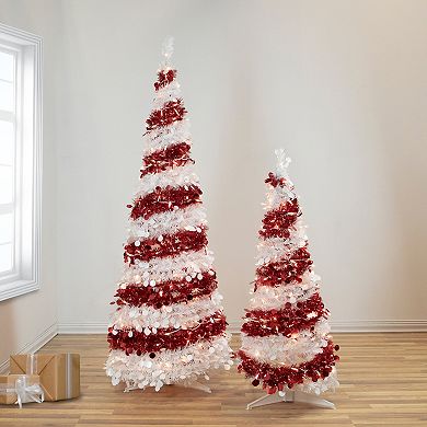 6' Pre-Lit Candy Cane Pop-Up Artificial Christmas Tree  Clear Lights