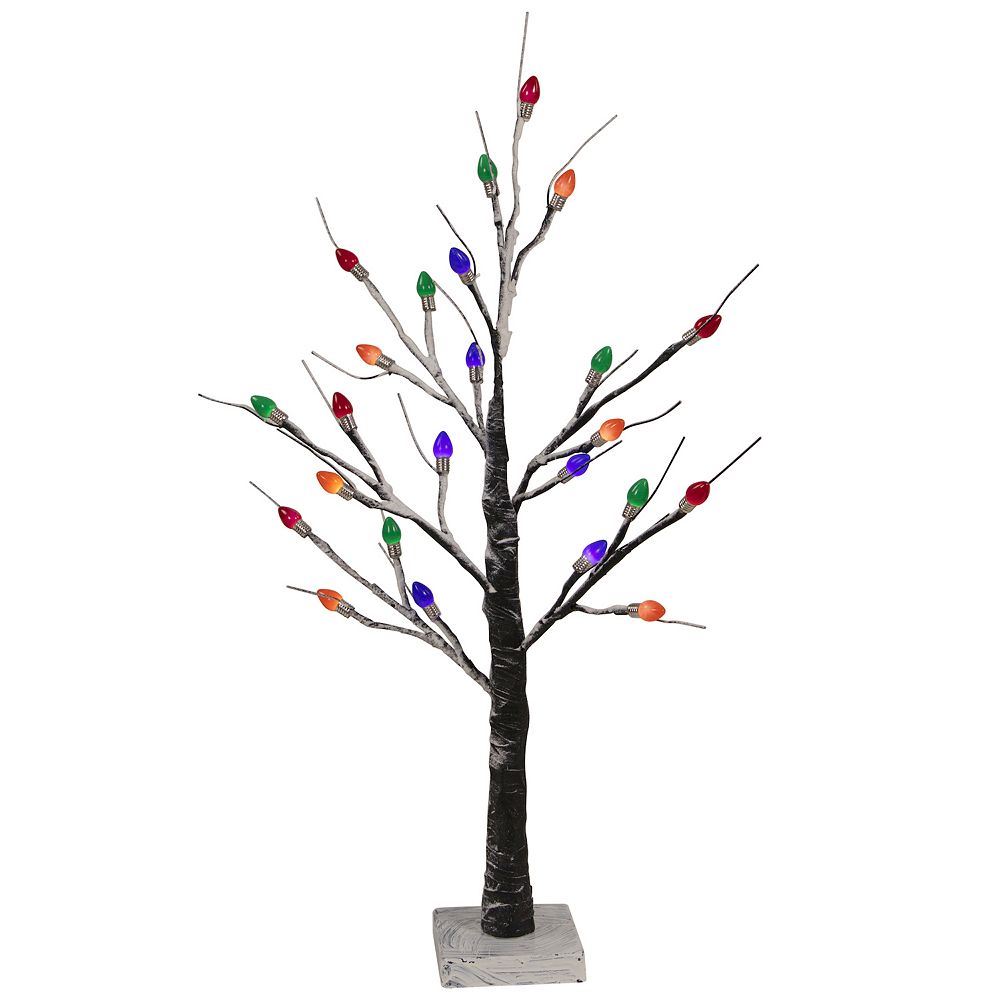 24" LED Lighted Black Frosted Artificial Christmas Tree - Multi-Color ...