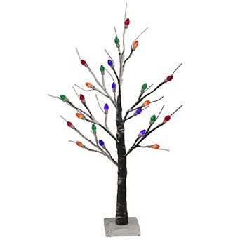 24" LED Lighted Black Frosted Artificial Christmas Tree - Multi-Color lights